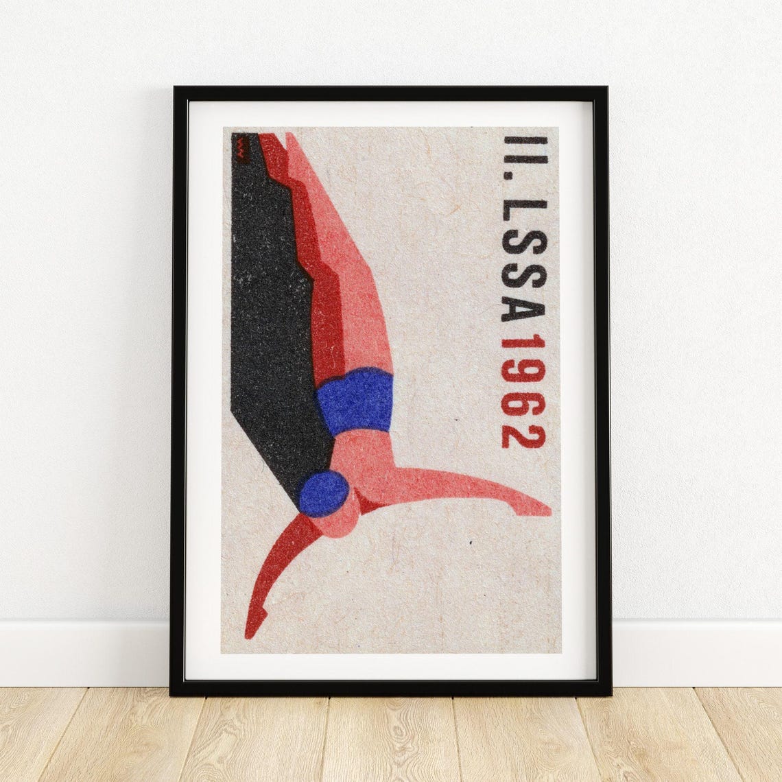 1962 Swan Diver II LSSA Czech Vintage Matchbox Sports Poster