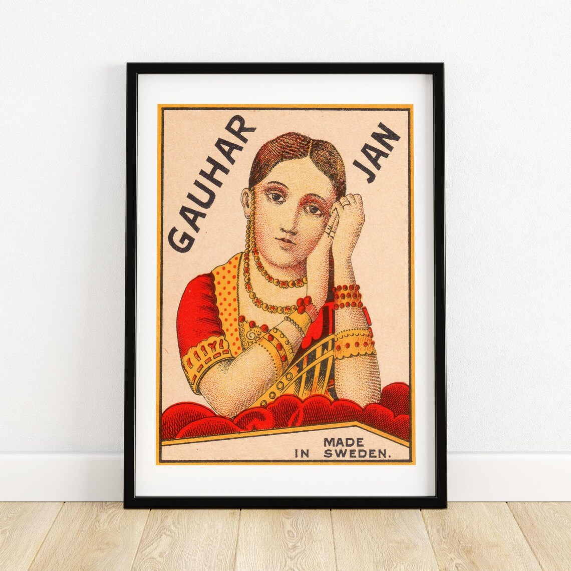 Gauhar Jan Vintage Indian Woman Portrait Swedish Match Poster