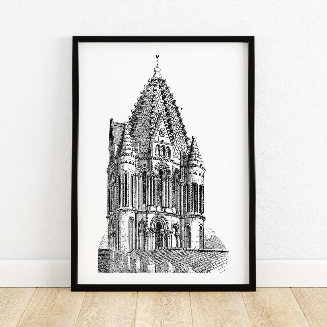 Salamanca Old Cathedral Spain Domed Lantern Tower Vintage Poster