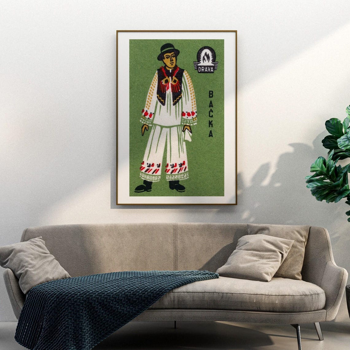 Backa Folk Costume Man Embroidered Vintage Drava Matchbox Poster - Image 3