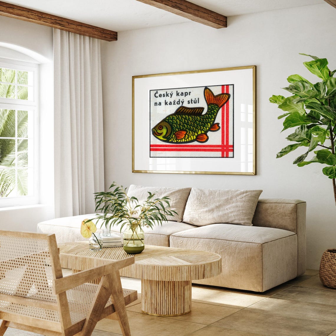 Czech Carp For Every Table Vintage Fish Matchbox Label Art Poster - Image 4