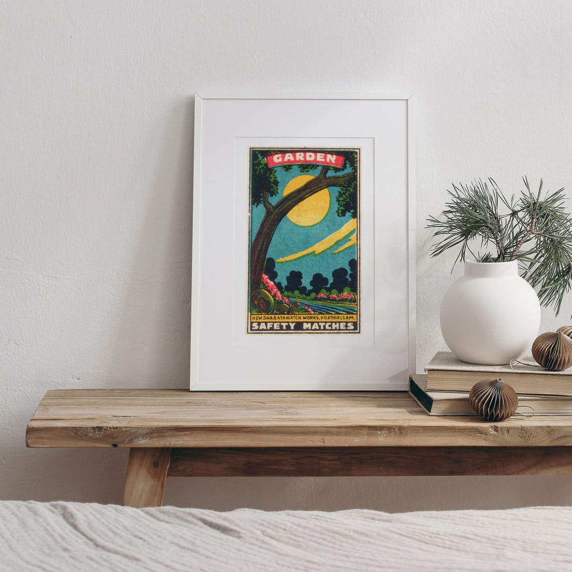 Garden Big Tree Yellow Sun River Flowers Indian Matchbox Poster - Image 3