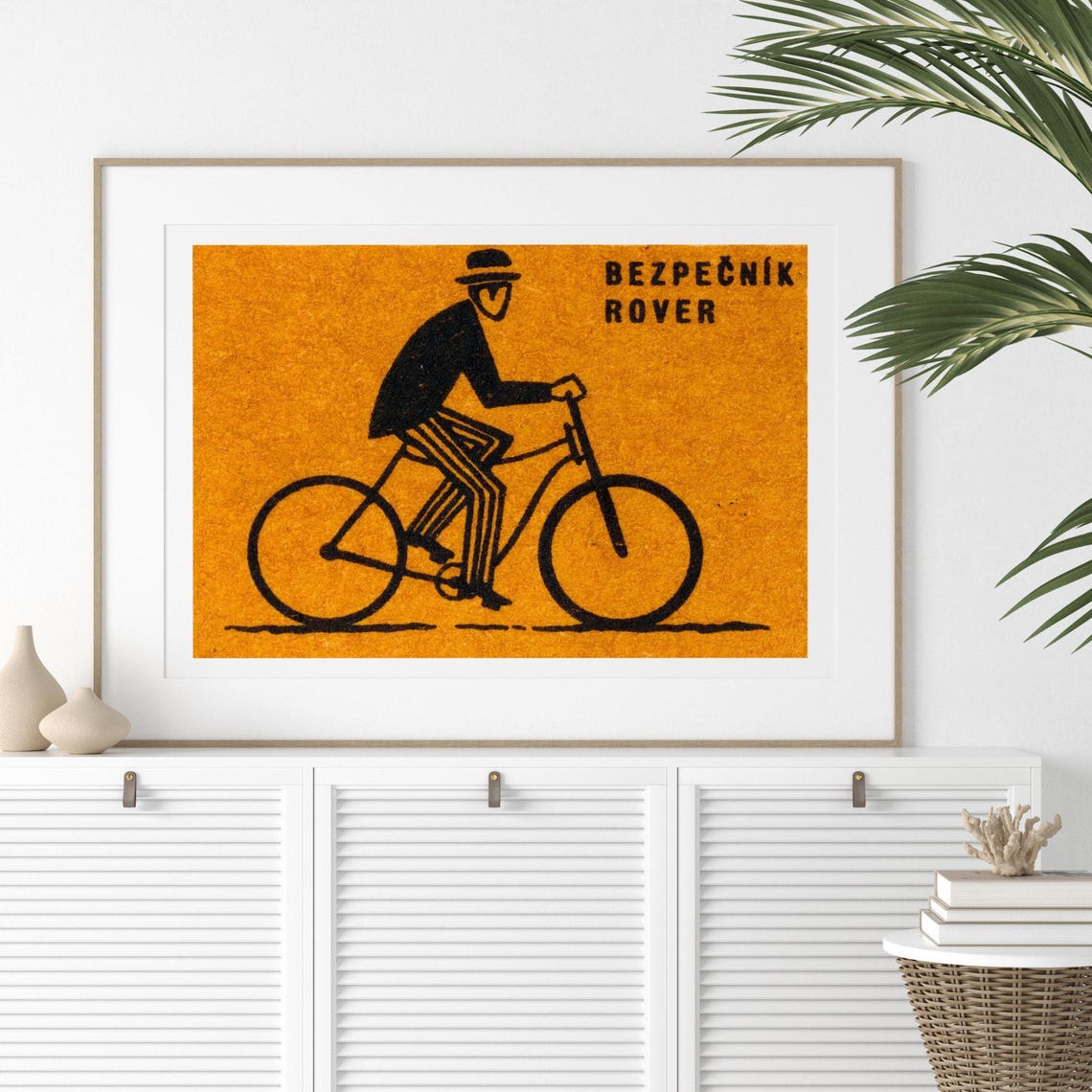 Bezpecnik Rover Cyclist Vintage Czech Bicycle Safety Matchbox Poster - Image 2
