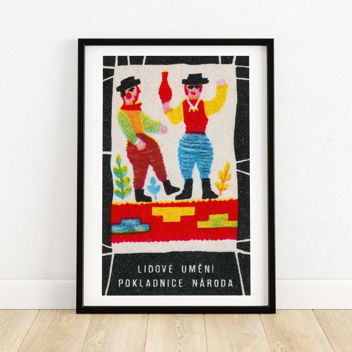 Lidové Umění Czech Folk Dance Costume Vintage Matchbox Art Poster