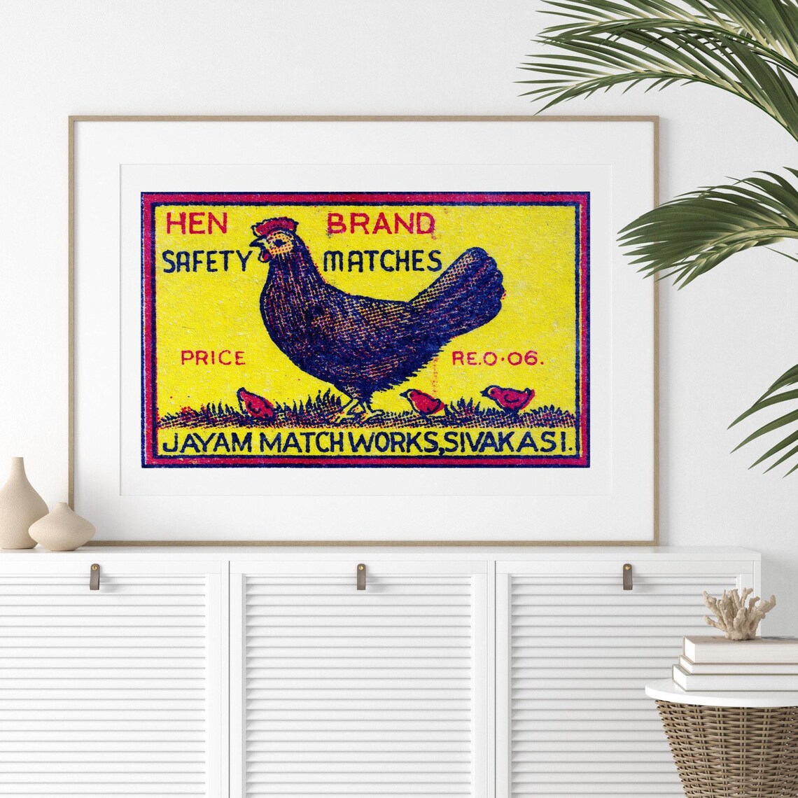 Hen Brand Safety Matches Vintage Hen and Chicks Matchbox Art Poster - Image 2