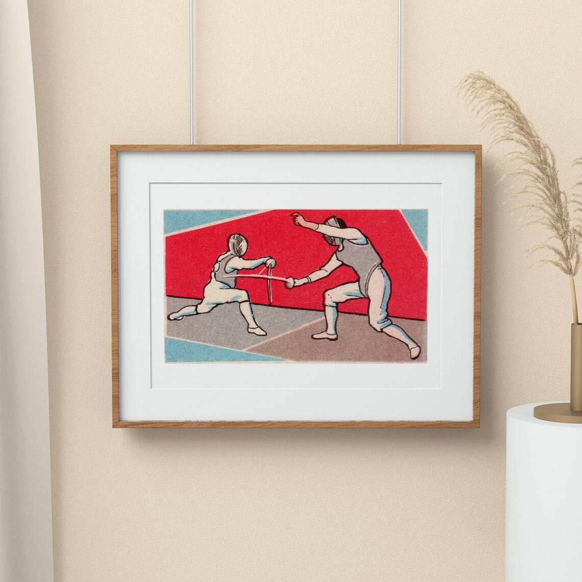Fencing Duel Two Fencers Vintage Sports Illustration Art Poster - Image 2
