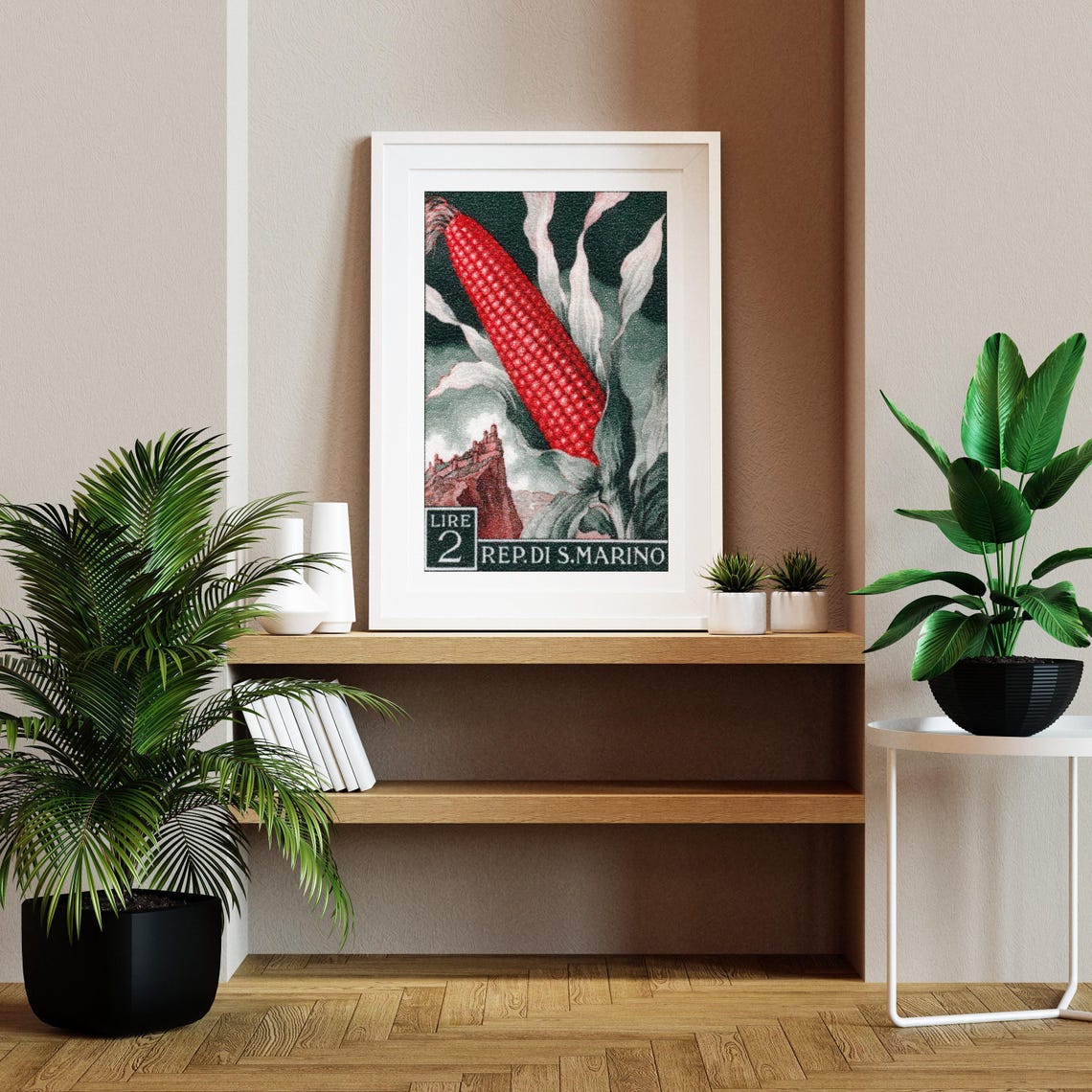 San Marino Red Corn Vintage Postage Stamp Botanical Art Poster - Image 2