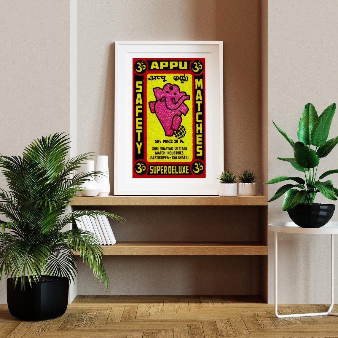 Appu Pink Dancing Elephant Super Deluxe Indian Matchbox Poster - Image 2