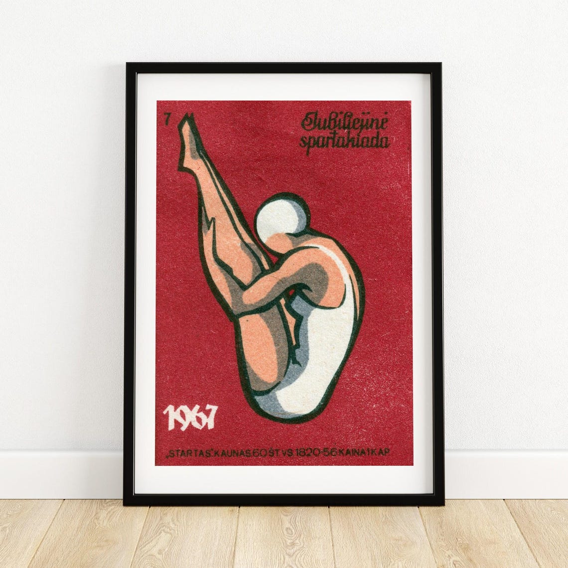 1967 Jubilee Spartakiad Swimmer Soviet Matchbox Sports Poster