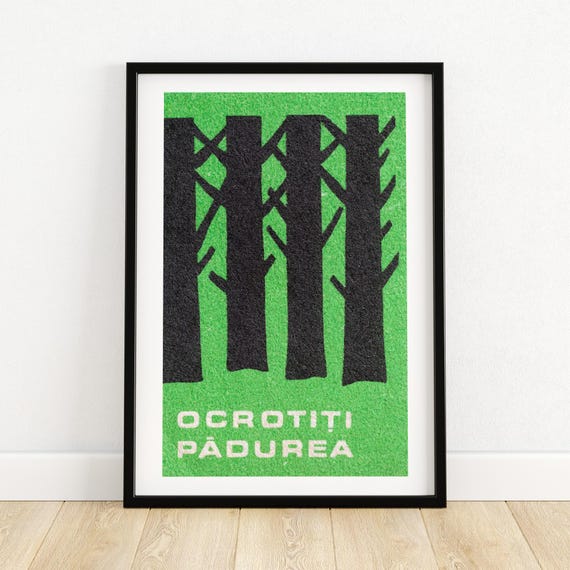 Protect The Forest Matchbox Print Aesthetic Wall Art Vintage Eastern Europe Art Matchbox Wall Poster Vintage Poster Print