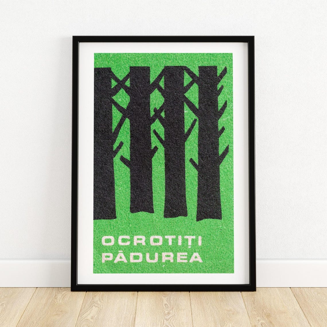 Ocrotiti Padurea Protect Forest Romanian Vintage Matchbox Poster