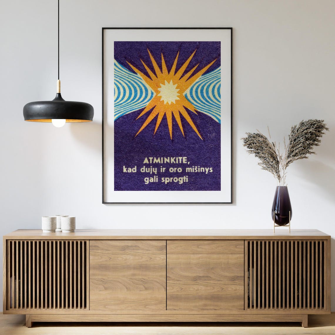 Lithuanian Gas Safety Vintage Starburst Warning Label Art Poster - Image 4