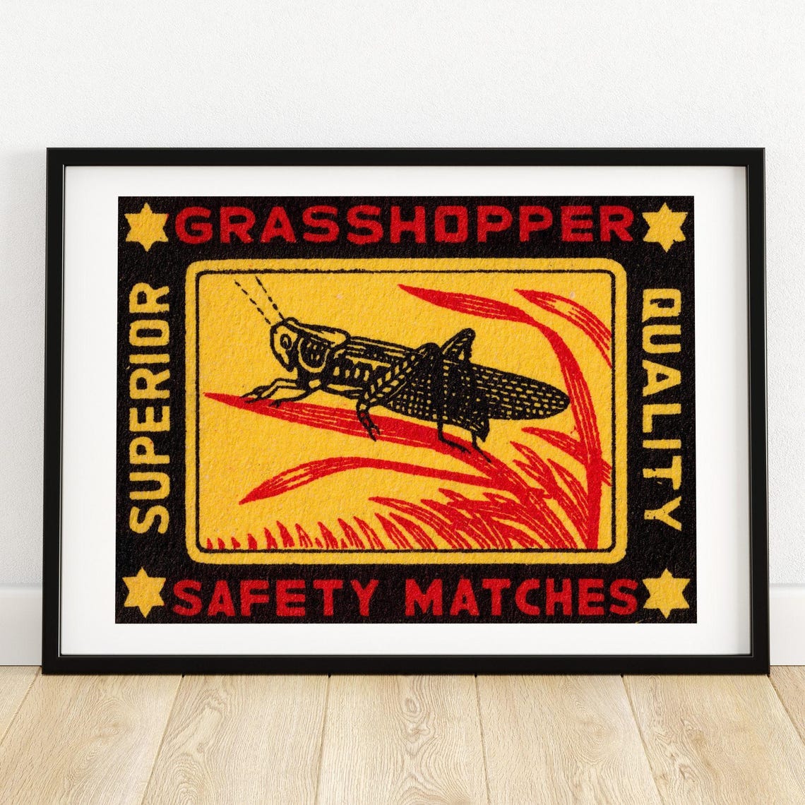 Grasshopper Superior Quality Safety Matches Yellow Insect Poster