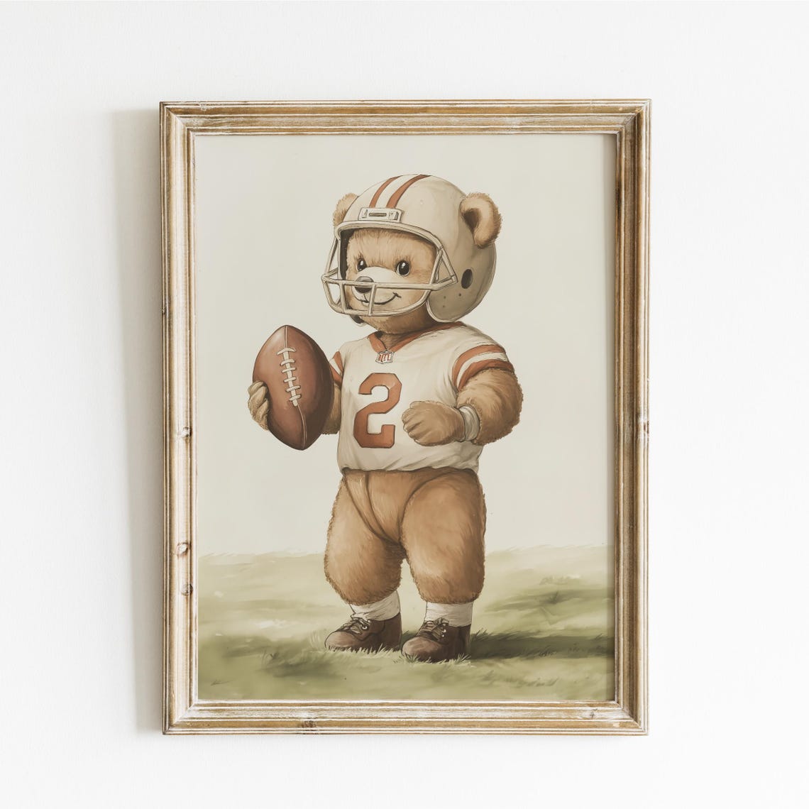 Teddy Bear Football Player in Helmet Holding the Ball Poster