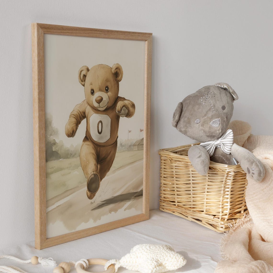 Teddy Bear Running Track Race Wearing Number Zero Bib Poster - Image 3