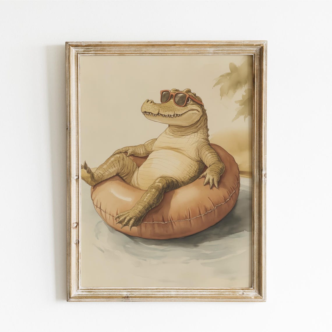 Chill Alligator in Sunglasses Lounging on a Pink Pool Float Poster