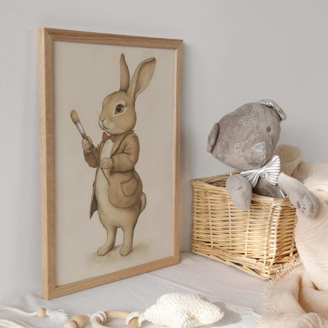 Gentleman Bunny Artist in a Jacket Holding a Paintbrush Poster - Image 3