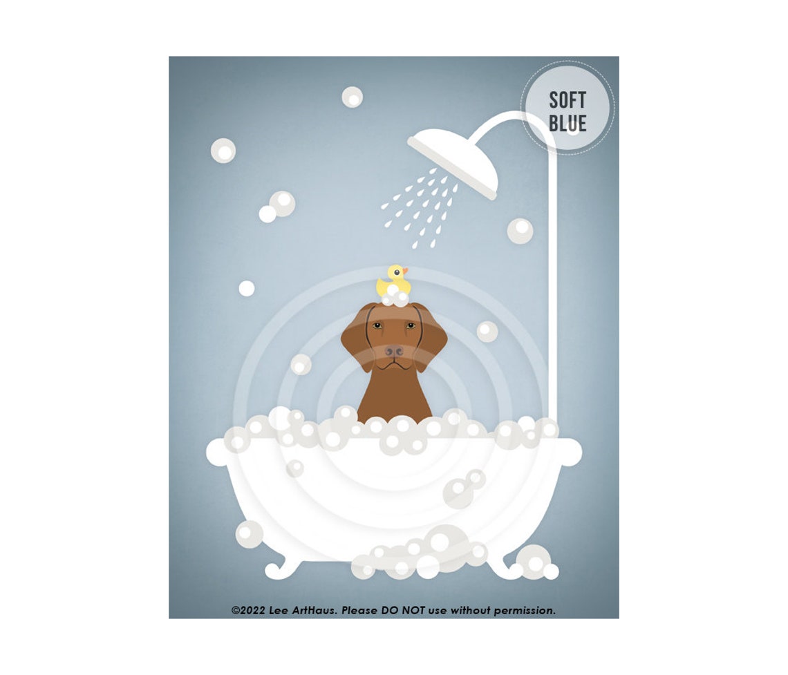 Vizsla Dog White Clawfoot Tub Bubble Bath Rubber Duck Wall Art - Image 2