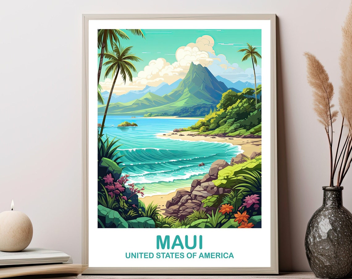 Maui Travel Wall Art Maui Travel Wall Art Maui Wall Art Poster City Skyline Wall Art Usa Travel Wall Art Hawaii Travel Art T2nahama1