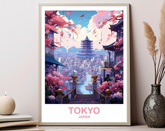 Tokyo Travel Wall Art Skyline Japan Poster City Vibrant Sunset T2asjato4