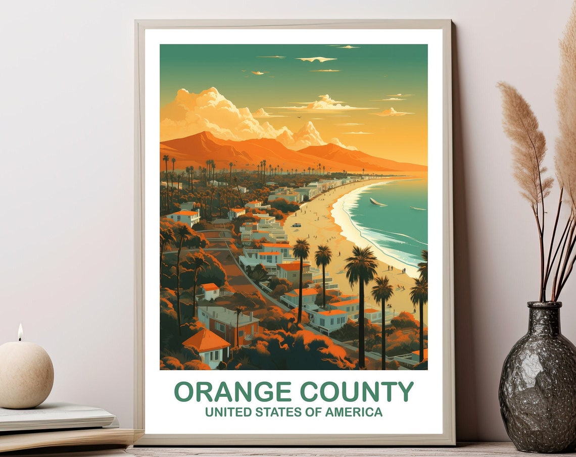 Orange County Travel Print California Travel Wall Art Los Angeles Wall Art Poster City Skyline Wall Art California Wall Art T2nacaoc1