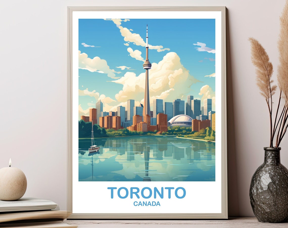 Toronto Canada CN Tower Harbor Sailboat Waterfront Art Poster