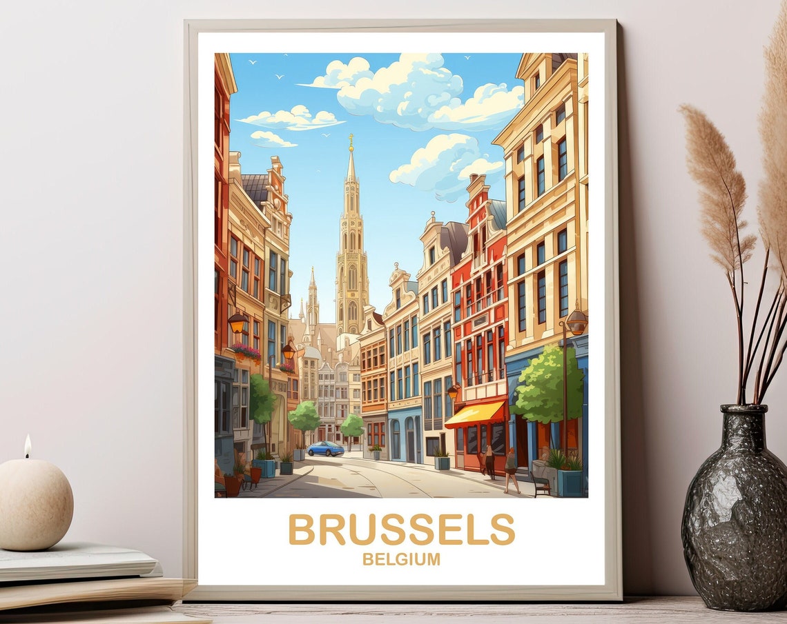 Brussels Travel Art Poster Belgium Travel Art Brussels Wall Art Poster Belgium Travel Art Poster Europe Travel Art Poster T2eubebr1