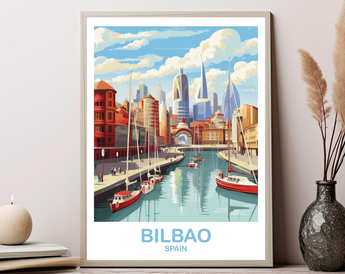 Bilbao Spain Travel Poster Art Spain Travel Poster Bilbao Wall Poster Spain Travel Art Travel Wall Art Travel Poster T2euspbi1