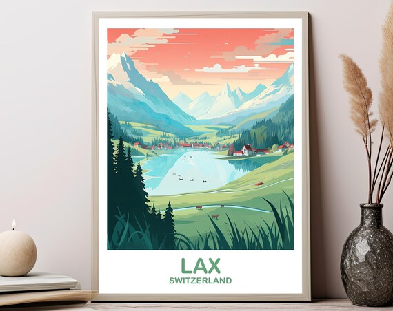 Lax Travel Wall Art Switzerland Poster City Skyline Sunset T2euswla2