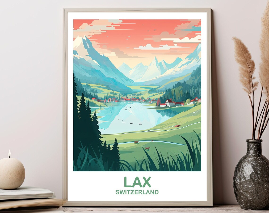 Lax Travel Wall Art Switzerland Poster City Skyline Sunset T2euswla2