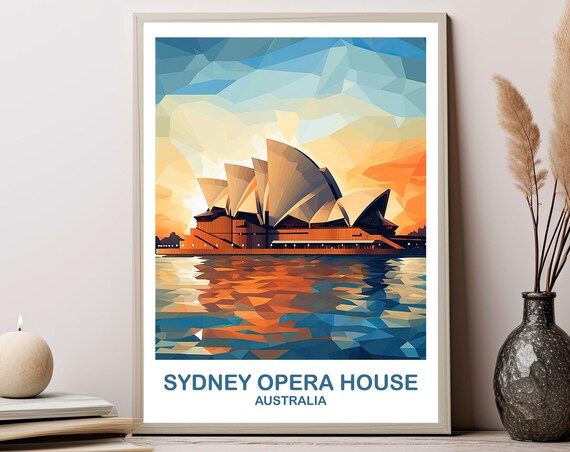 Sydney Opera House Geometric Sunset Harbour Reflection Art Poster