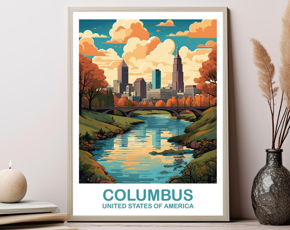 Columbus Ohio Travel Print Columbus Travel Wall Art Poster Ohio Wall Art Poster City Skyline Wall Art Usa Wall Art T2naohco1