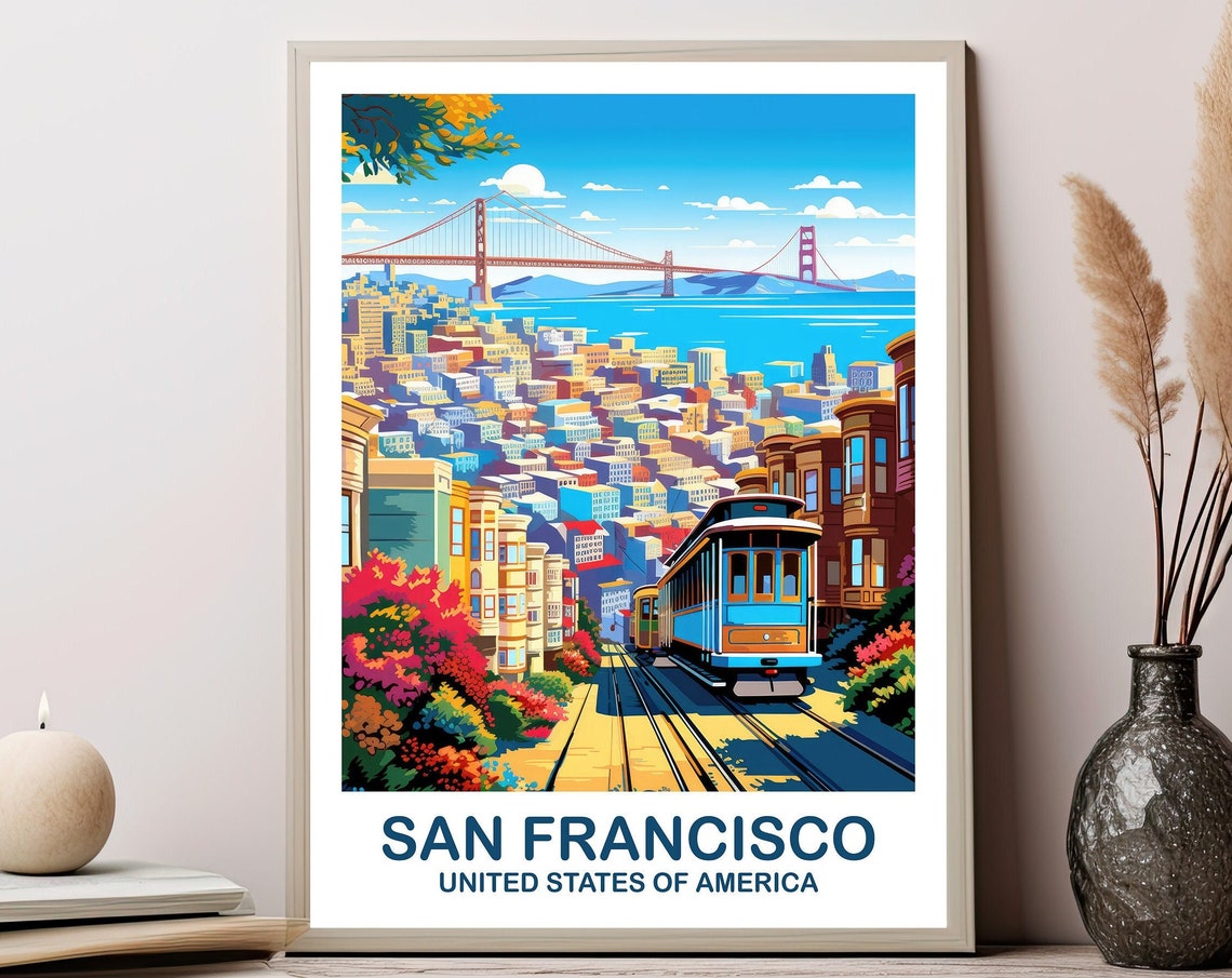 San Francisco Travel Print California Travel Wall Art San Francisco Poster Art City Skyline Wall Art California Wall Art T2nacasf1