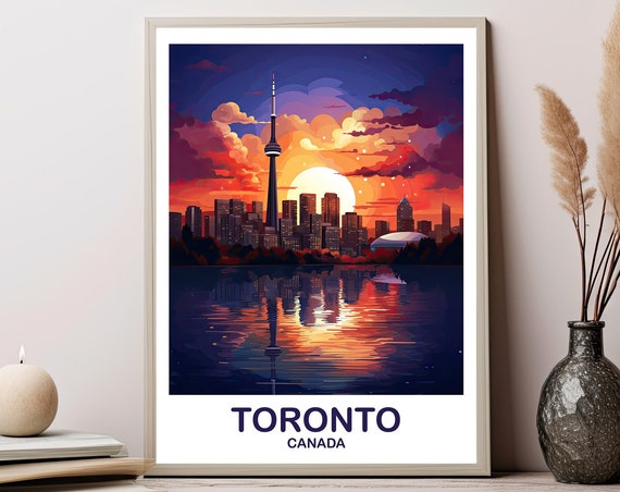 Toronto Travel Wall Print Ontario Art Poster City Skyline Sunset T2naonto1