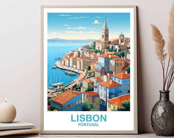 Lisbon Travel Wall Art Portugal Poster Europe City Skyline Sunset T2eupoli2