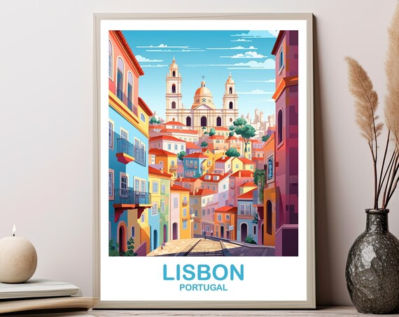 Lisbon Travel Wall Art Portugal Poster Europe City Skyline Sunset T2eupoli1