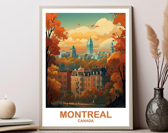 Montreal Travel Poster, Quebec City Skyline