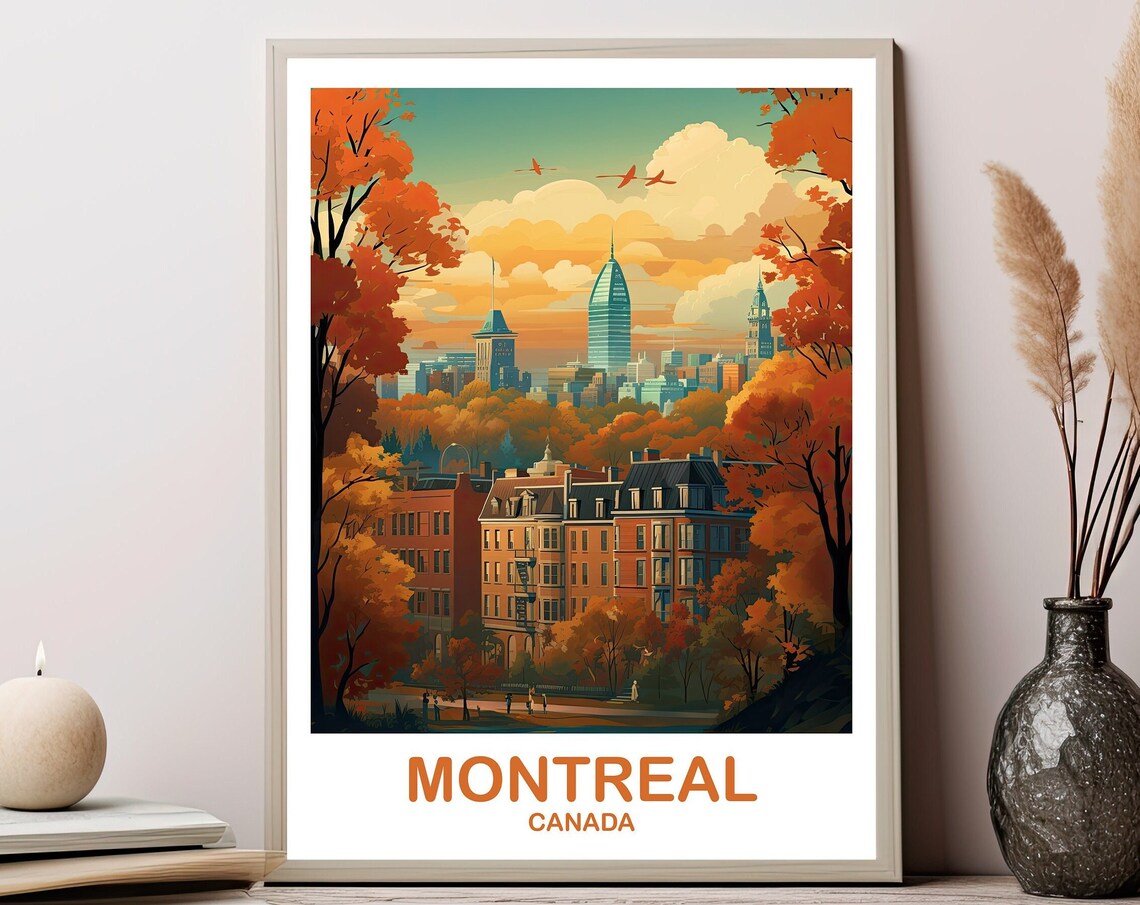Montreal Travel Poster, Quebec City Skyline
