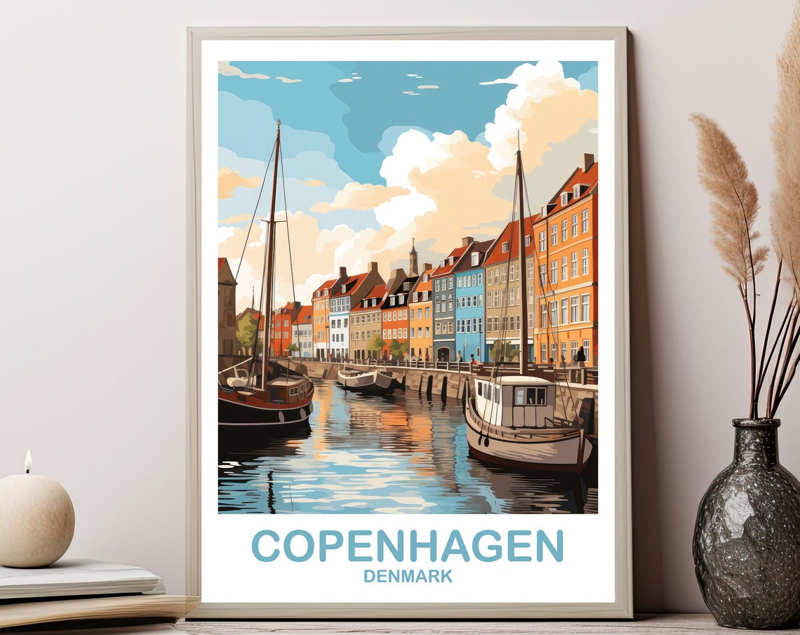 Copenhagen Denmark Travel Poster Art Copenhagen Travel Art Denmark Poster Copenhagen Denmark Travel Art Travel Wall Art T2eudeco1