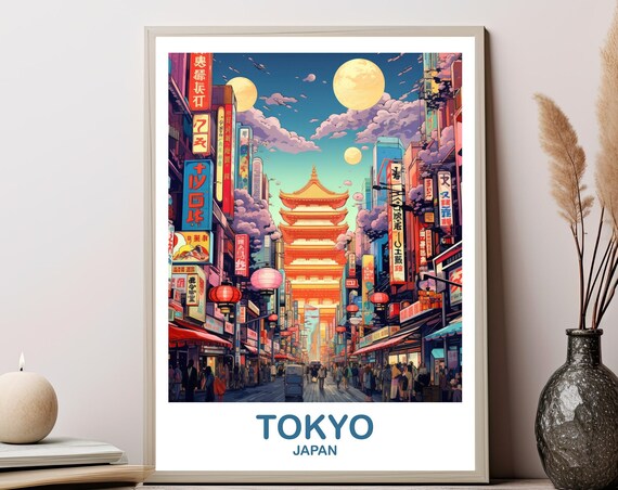 Tokyo Travel Wall Art Skyline Japan Poster City Vibrant Sunset T2asjato2