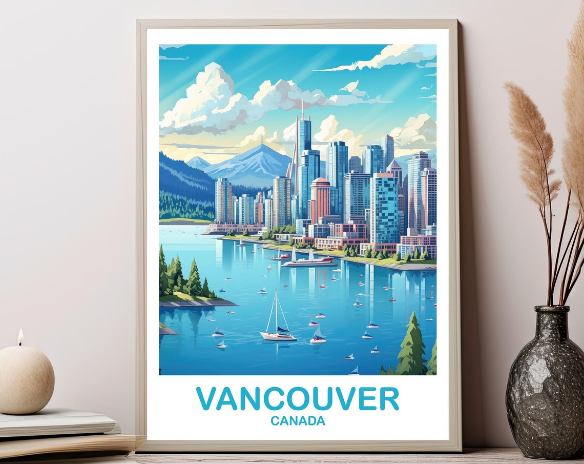 Vancouver Bc Travel Print British Columbia Wall Art Vancouver Travel Poster Travel Wall Art Vancouver Travel Wall Art T2nabcva5