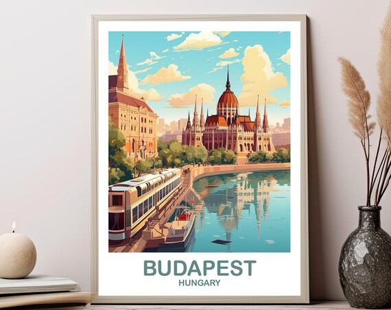 Budapest Travel Wall Art Hungary Poster City Skyline Sunset T2euhubu1