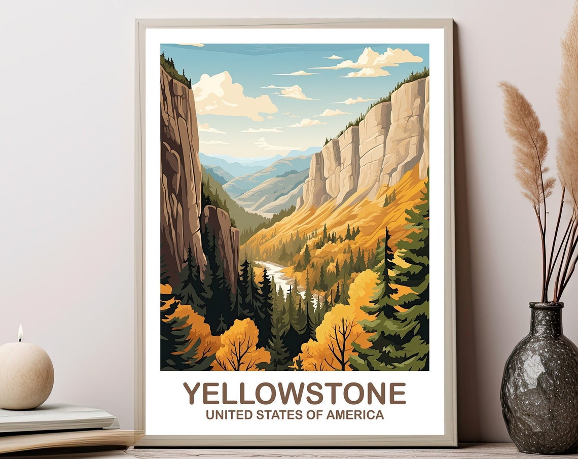 Yellowstone Park Travel Print Travel Wall Art National Park Poster Yellowstone National Park Travel Art Travel Print T2nawyynp1
