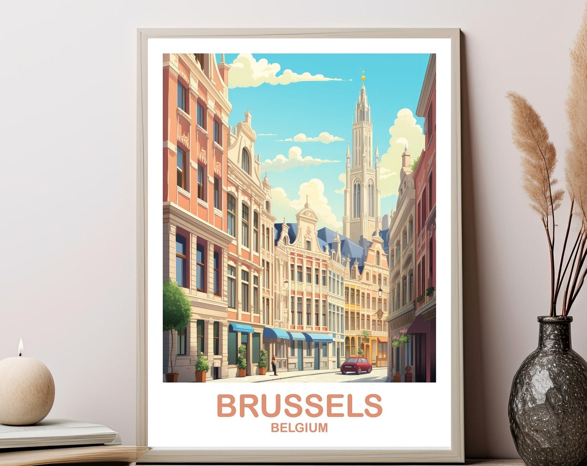 Brussels Travel Art Poster Belgium Travel Art Brussels Wall Art Poster Belgium Travel Art Poster Europe Travel Art Poster T2eubebr2