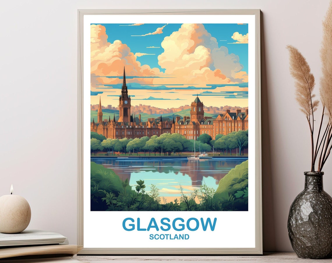 Glasgow Travel Poster Art Glasgow Travel Art Scotland Wall Art Glasgow Scotland Travel Poster Art Travel Wall Art T2euscgl3