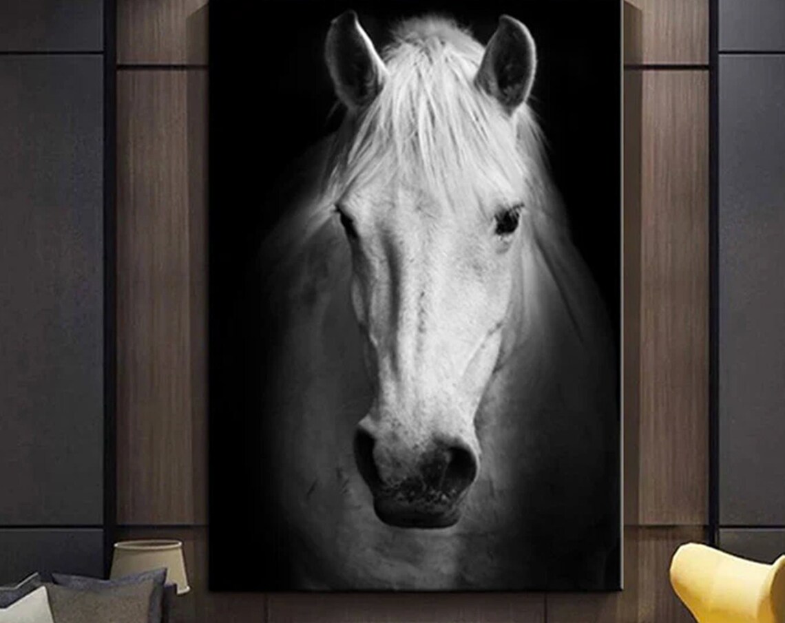 White Horse Art Print, Living Room Decor