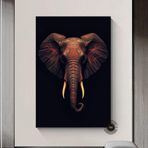 African Elephant Collage Tribal Concept Style Wall Art Canvas