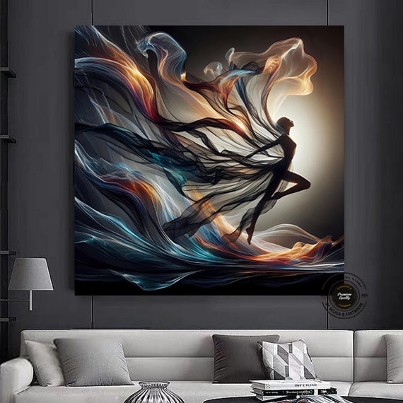 Ballerina Dancing Canvas Wall Art In Silk Dress Modern Design Home Decor Print Picture