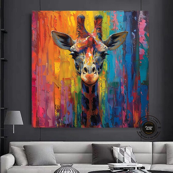 Rainbow Giraffe Abstract Square Colorful Pop Art Animal Poster