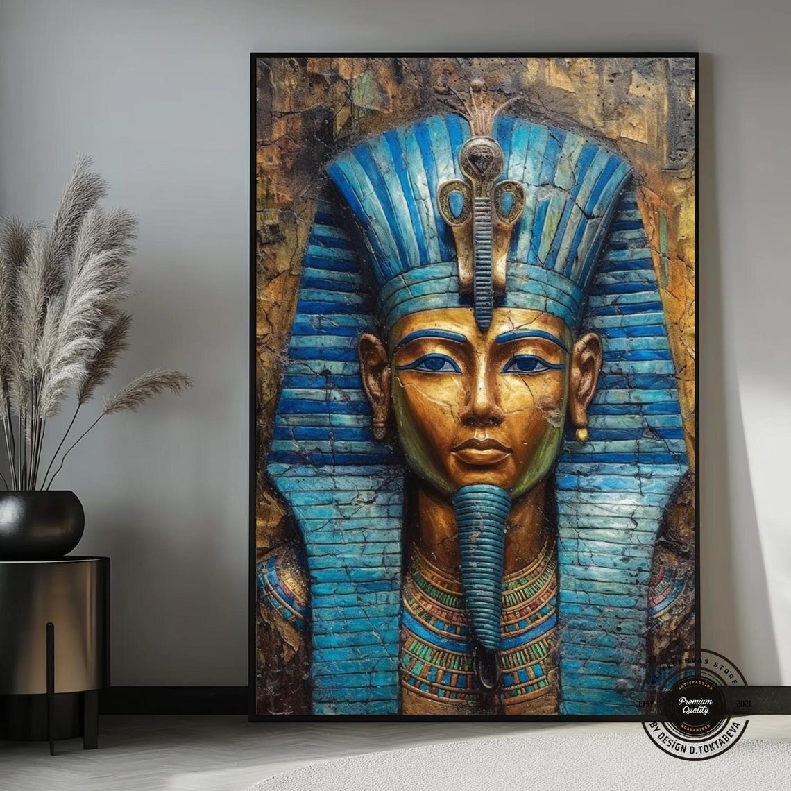 Egyptian Pharaoh Gold Blue Royal Mask Ancient Egypt Art Poster
